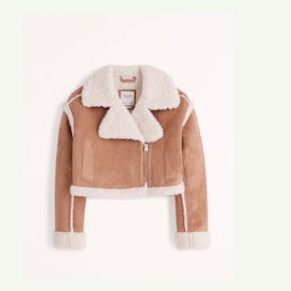 Cropped vegan suede shearling jacket size L - Picture 1 of 7